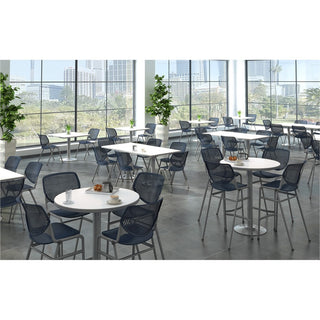 KFI 2300 Kool Series - Black Polypropylene Seat - Black Polypropylene, Aluminum Alloy Back - Silver, Powder Coated Steel Frame - Four-legged Base - Armrest - 1 Each