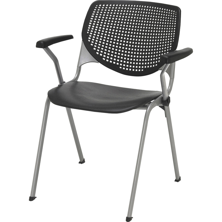 kfi-2300-kool-series-black-polypropylene-seat-black-polypropylene-aluminum-alloy-back-silver-powder-coated-steel-frame-four-legged-base-armrest-1-each_kfi2300slp10 - 2