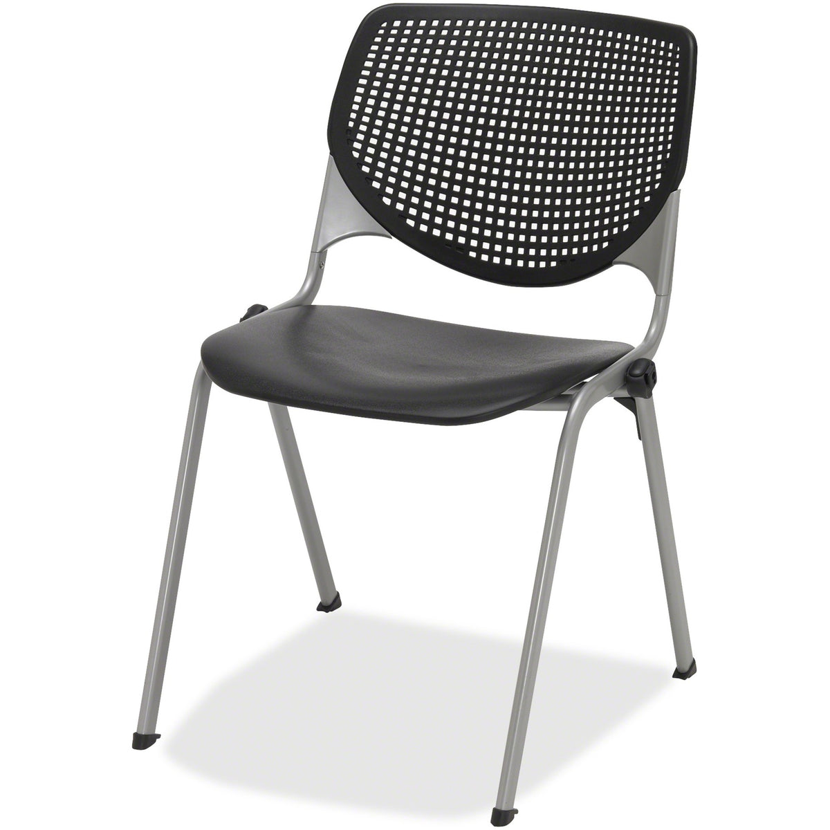 KFI 2300 Kool Series - Black Polypropylene Seat - Black Polypropylene, Aluminum Alloy Back - Silver, Powder Coated Steel Frame - Four-legged Base - Armrest - 1 Each