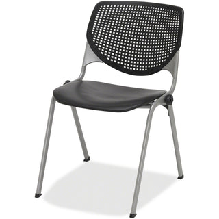 KFI 2300 Kool Series - Black Polypropylene Seat - Black Polypropylene, Aluminum Alloy Back - Silver, Powder Coated Steel Frame - Four-legged Base - Armrest - 1 Each