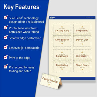Small Tent Card, Ivory, 2 x 3.5, 4 Cards/Sheet, 40 Sheets/Pack