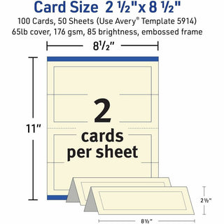 Avery Sure Feed Embossed Tent Cards - 79 Brightness - 2 1/2" x 8 1/2" - Embossed - 1 / Pack - FSC Mix - Rounded Corner, Heavyweight - Ivory
