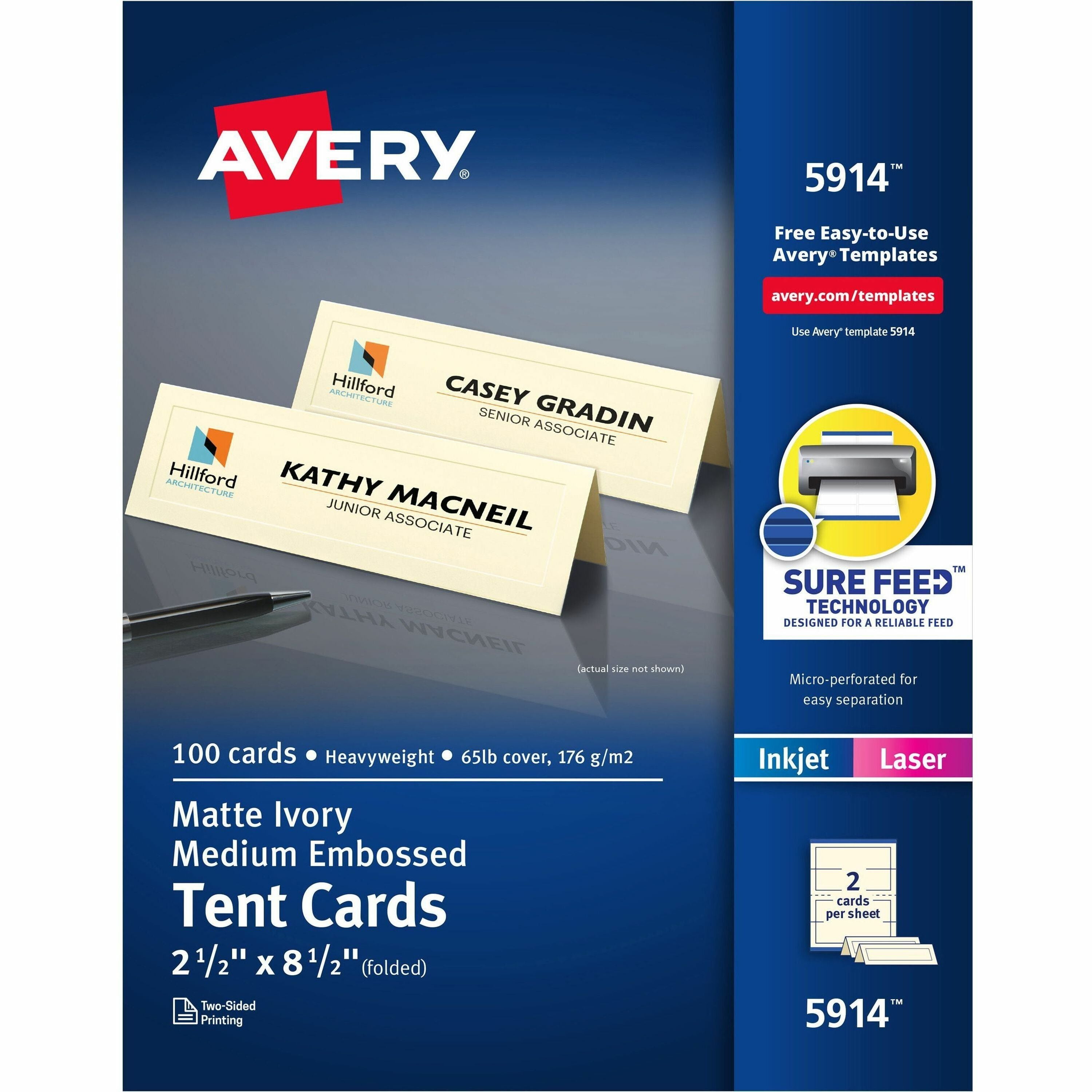 avery-sure-feed-embossed-tent-cards-79-brightness-2-1-2-x-8-1-2-embossed-1-pack-fsc-mix-rounded-corner-heavyweight-ivory_ave5914 - 1