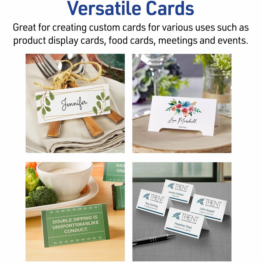 Large Embossed Tent Card, Ivory, 3.5 x 11, 1 Card/Sheet, 50 Sheets/Pack