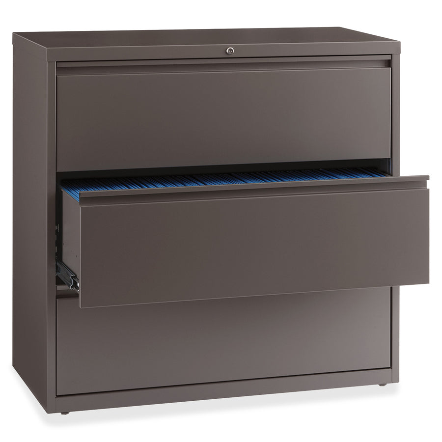 Lorell Fortress Series Lateral File - 42" x 18.6" x 40.3" - 3 x Drawer(s) for File - A4, Legal, Letter - Lateral - Magnetic Label Holder, Locking Drawer, Pull-out Drawer, Ball Bearing Slide, Reinforced Base, Adjustable Glide, Leveling Glide, Interloc - 