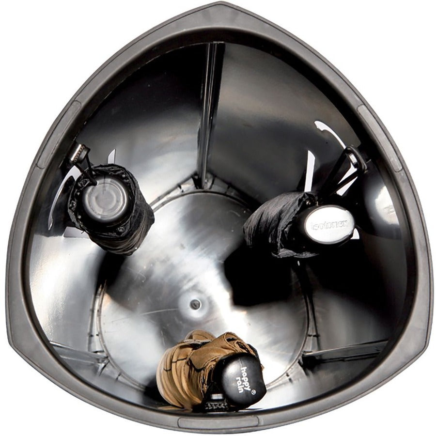 Triangular Umbrella Stand, Steel, 10.25w x 10.25d x 23.67h, Silver/Black