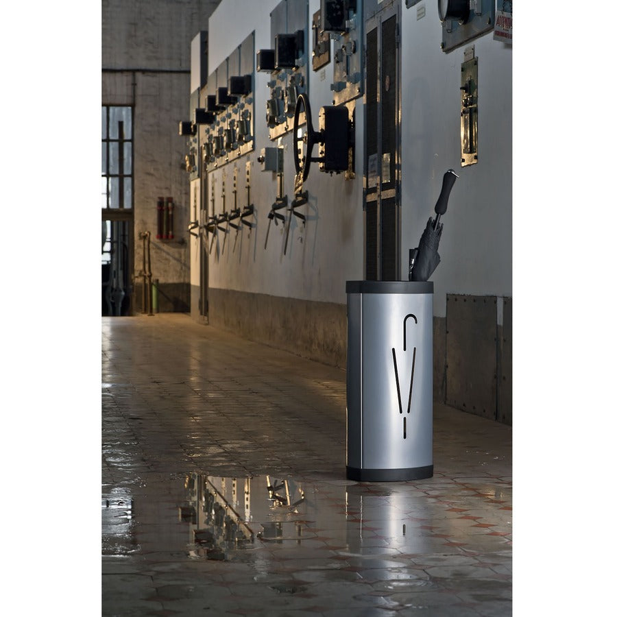 Triangular Umbrella Stand, Steel, 10.25w x 10.25d x 23.67h, Silver/Black