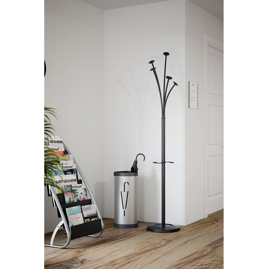 Triangular Umbrella Stand, Steel, 10.25w x 10.25d x 23.67h, Silver/Black