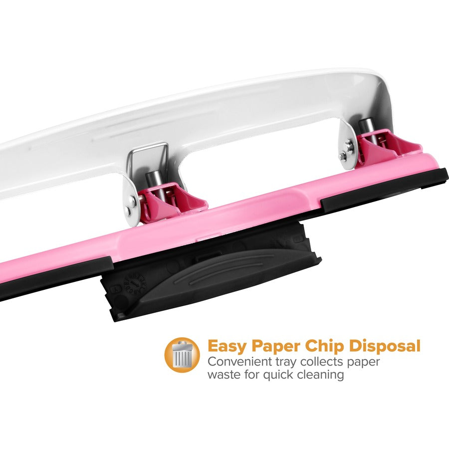 12-Sheet EZ Squeeze InCourage Three-Hole Punch, 9/32" Holes, Pink