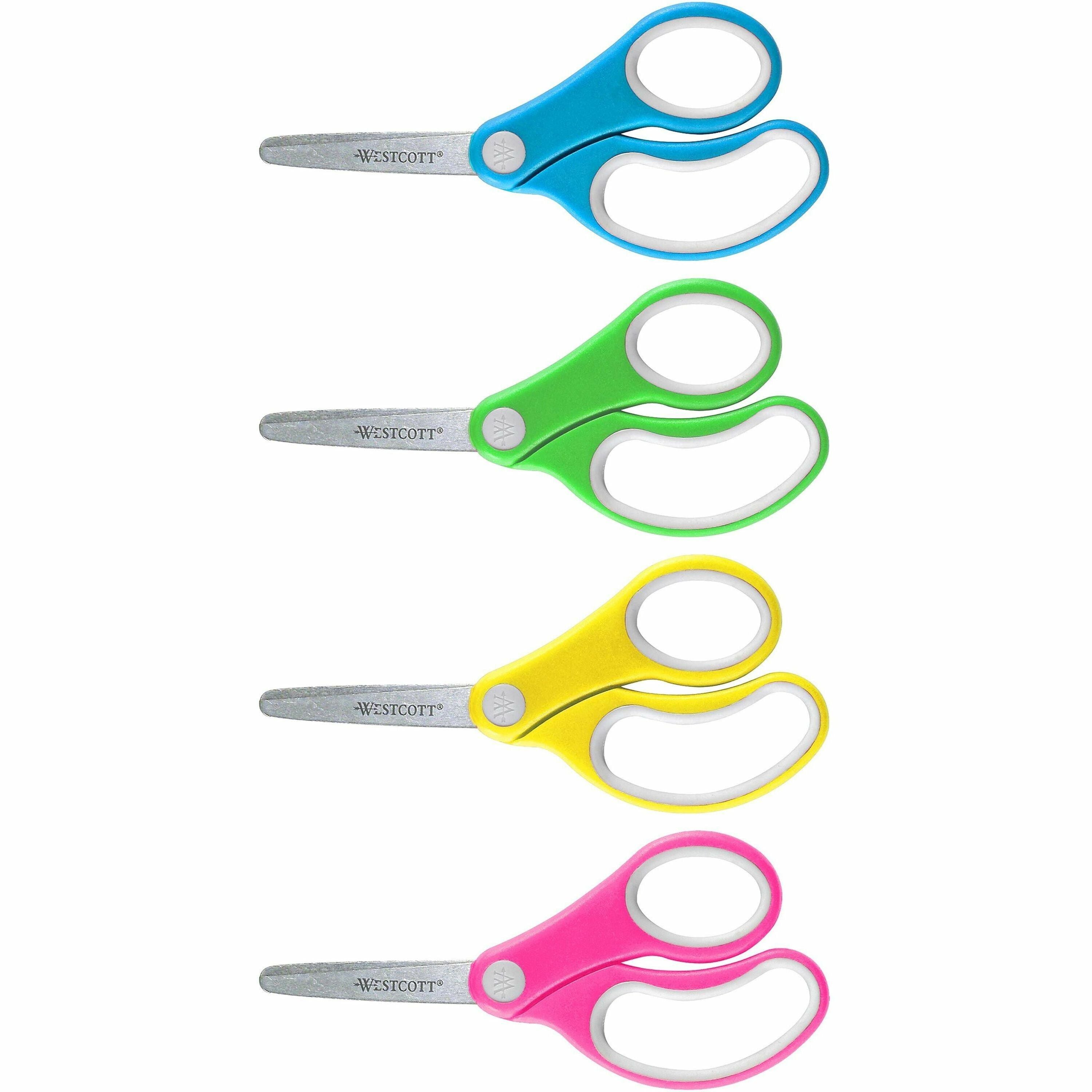 Westcott Soft Handle 5" Blunt Kids Value Scissors - 5" Overall Length - Left/Right - Stainless Steel - Blunted Tip - Assorted - 1 Each - 