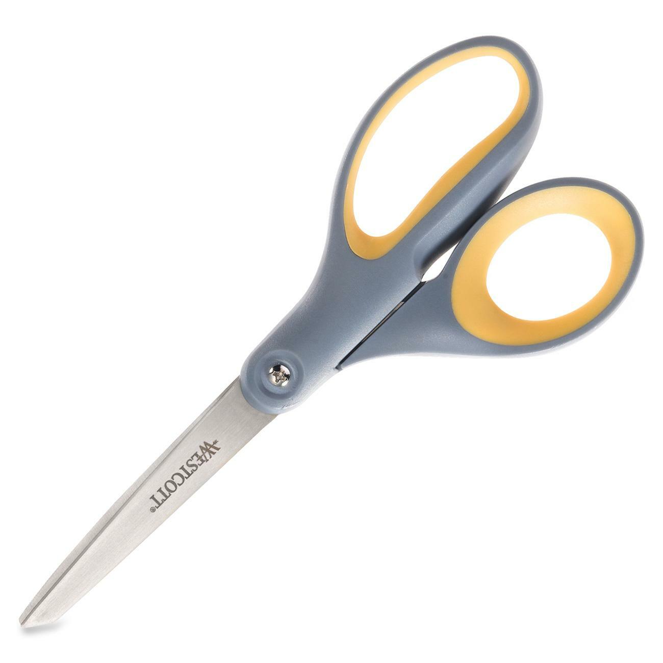 Titanium Bonded Scissors, 8" Long, 3.5" Cut Length, Gray/Yellow Straight Handle