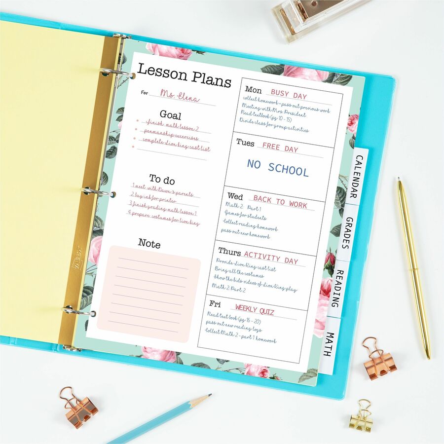 Insertable Big Tab Dividers, 5-Tab, Double-Sided Gold Edge Reinforcing, 11 x 8.5, Buff, Clear Tabs, 24 Sets