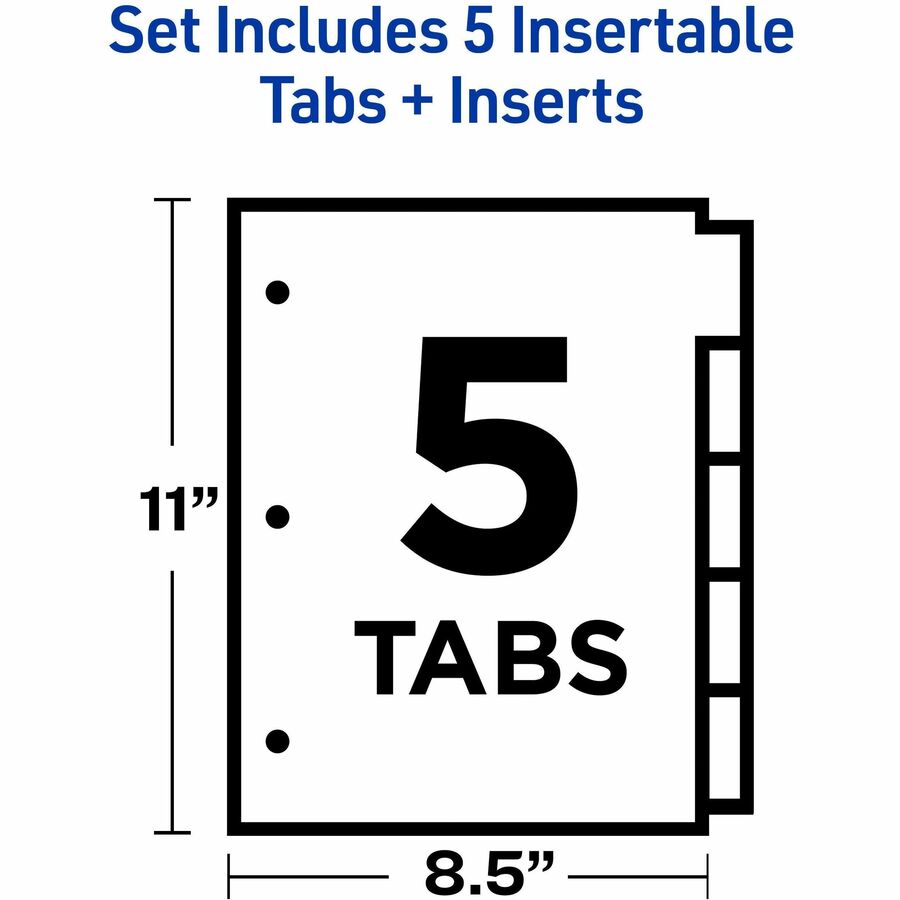 Insertable Big Tab Dividers, 5-Tab, Double-Sided Gold Edge Reinforcing, 11 x 8.5, Buff, Clear Tabs, 24 Sets