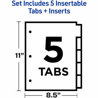 Insertable Big Tab Dividers, 5-Tab, Double-Sided Gold Edge Reinforcing, 11 x 8.5, Buff, Clear Tabs, 24 Sets