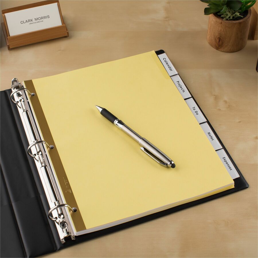 Insertable Big Tab Dividers, 5-Tab, Double-Sided Gold Edge Reinforcing, 11 x 8.5, Buff, Clear Tabs, 24 Sets
