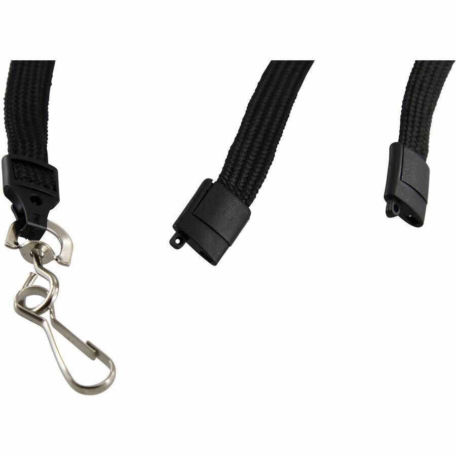 SICURIX Plastic Hook Breakaway Lanyard - 12 / Pack - 36" Length - Black - Nylon, Plastic, Steel