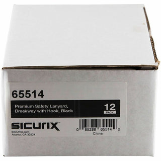 SICURIX Plastic Hook Breakaway Lanyard - 12 / Pack - 36" Length - Black - Nylon, Plastic, Steel