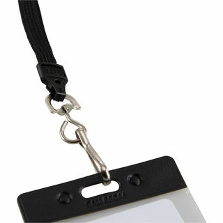 SICURIX Plastic Hook Breakaway Lanyard - 12 / Pack - 36" Length - Black - Nylon, Plastic, Steel