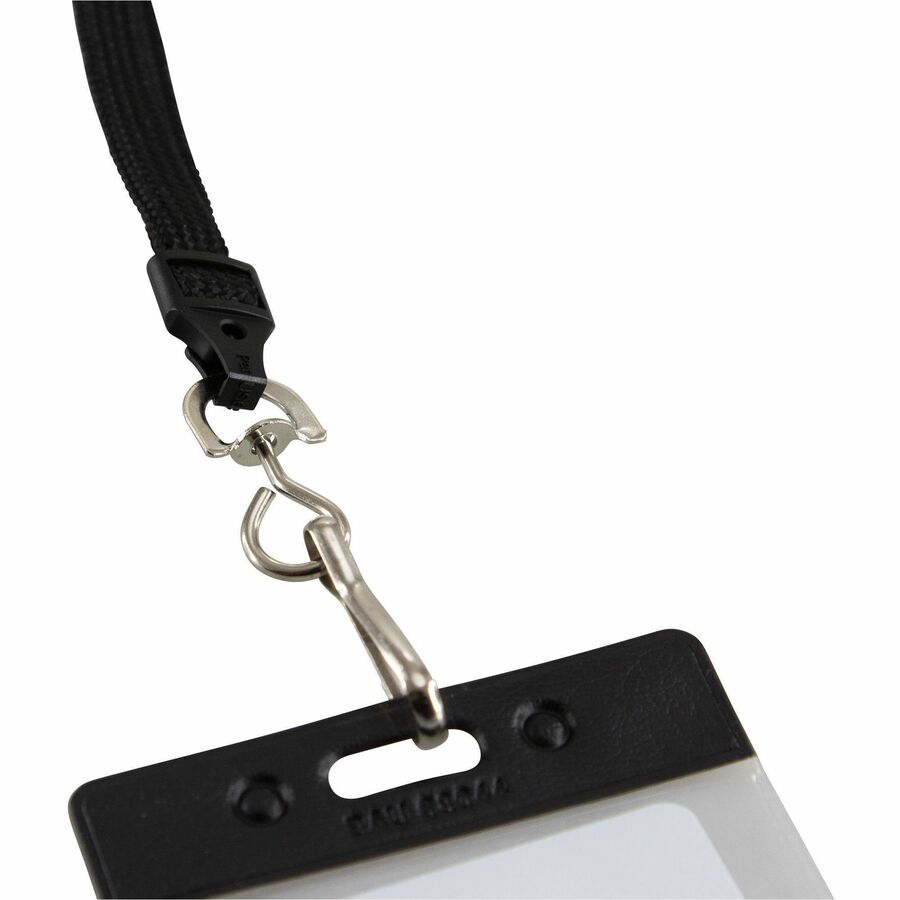 SICURIX Plastic Hook Breakaway Lanyard - 12 / Pack - 36" Length - Black - Nylon, Plastic, Steel