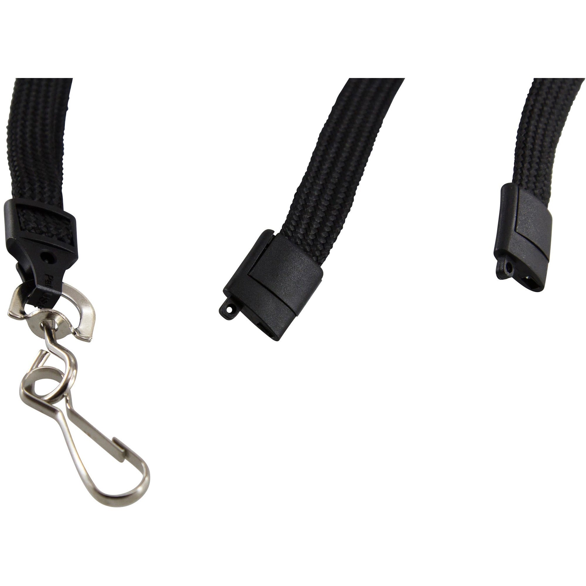 SICURIX Plastic Hook Breakaway Lanyard - 12 / Pack - 36" Length - Black - Nylon, Plastic, Steel - 