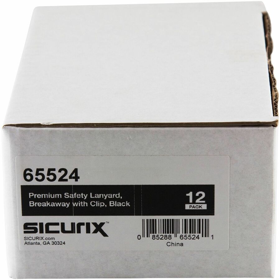 SICURIX Safety Breakaway Lanyard - 12 / Pack - 36" Length - Black - Nylon, Steel