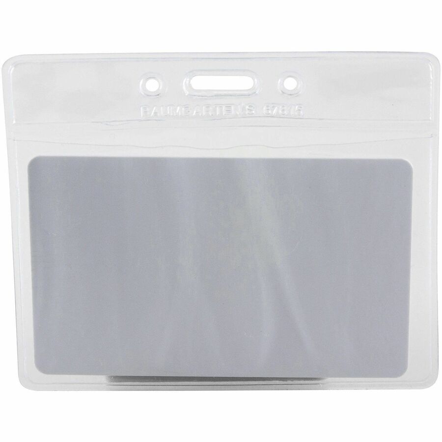 SICURIX Vinyl Punched ID Badge Holders - Horizontal - Horizontal - 2.5" x 3.5" x - Vinyl - 50 / Pack - Clear