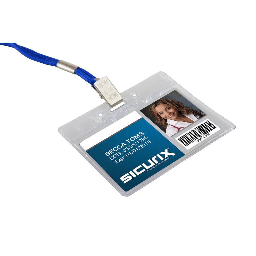 SICURIX Vinyl Punched ID Badge Holders - Horizontal - Horizontal - 2.5" x 3.5" x - Vinyl - 50 / Pack - Clear - 