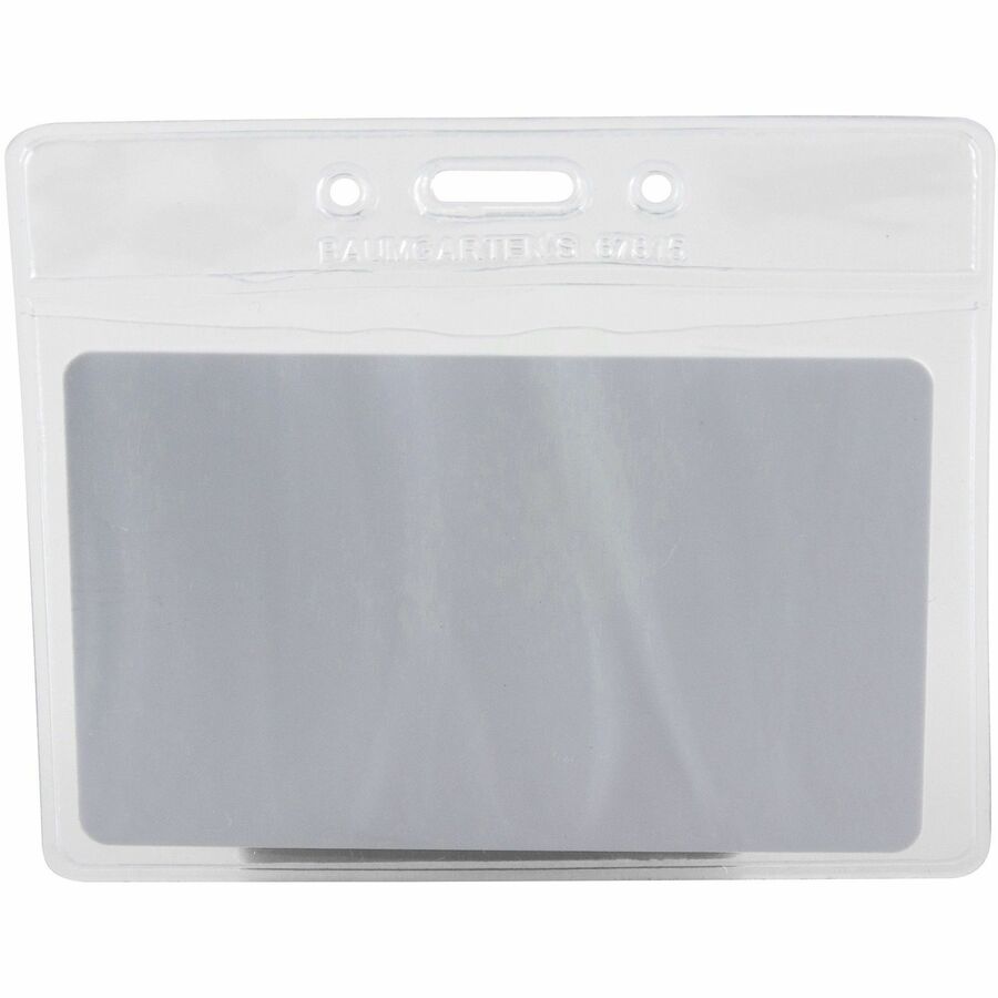 SICURIX Vinyl Punched ID Badge Holders - Horizontal - Horizontal - 2.5" x 3.5" x - Vinyl - 50 / Pack - Clear