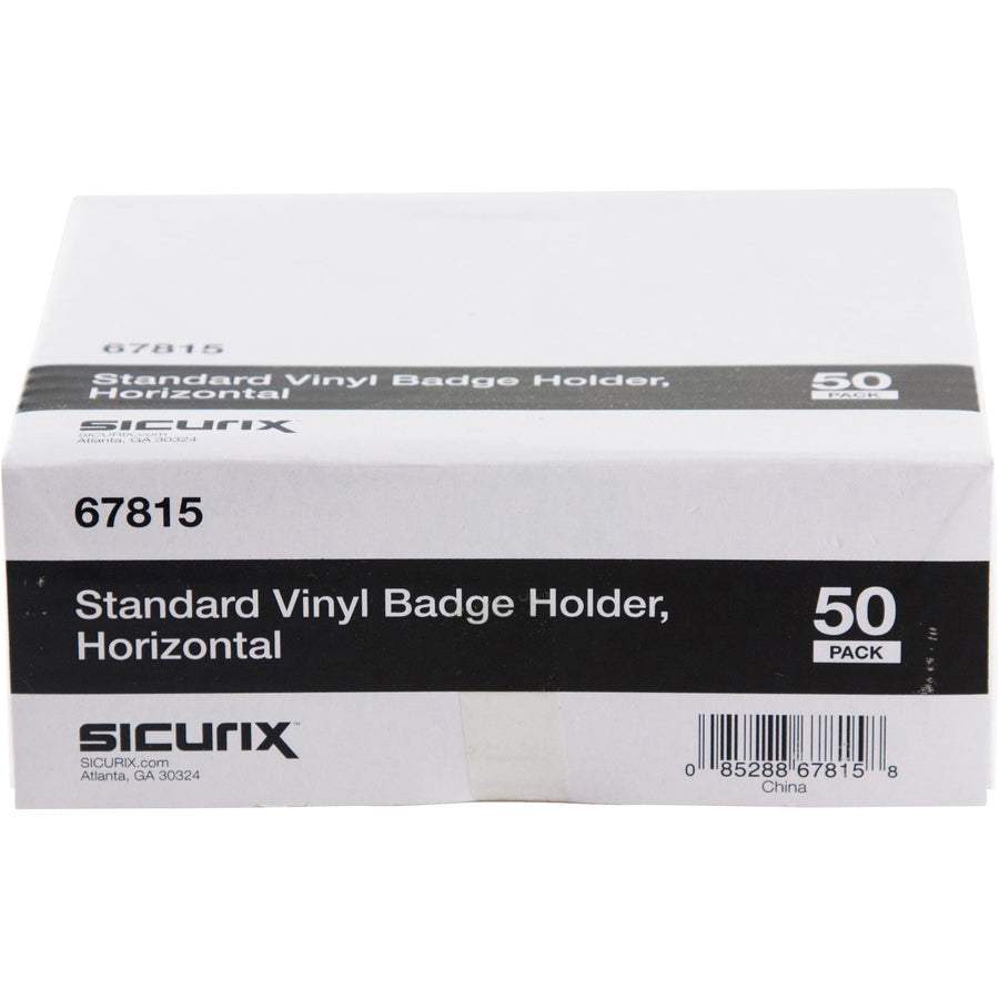 SICURIX Vinyl Punched ID Badge Holders - Horizontal - Horizontal - 2.5" x 3.5" x - Vinyl - 50 / Pack - Clear - 