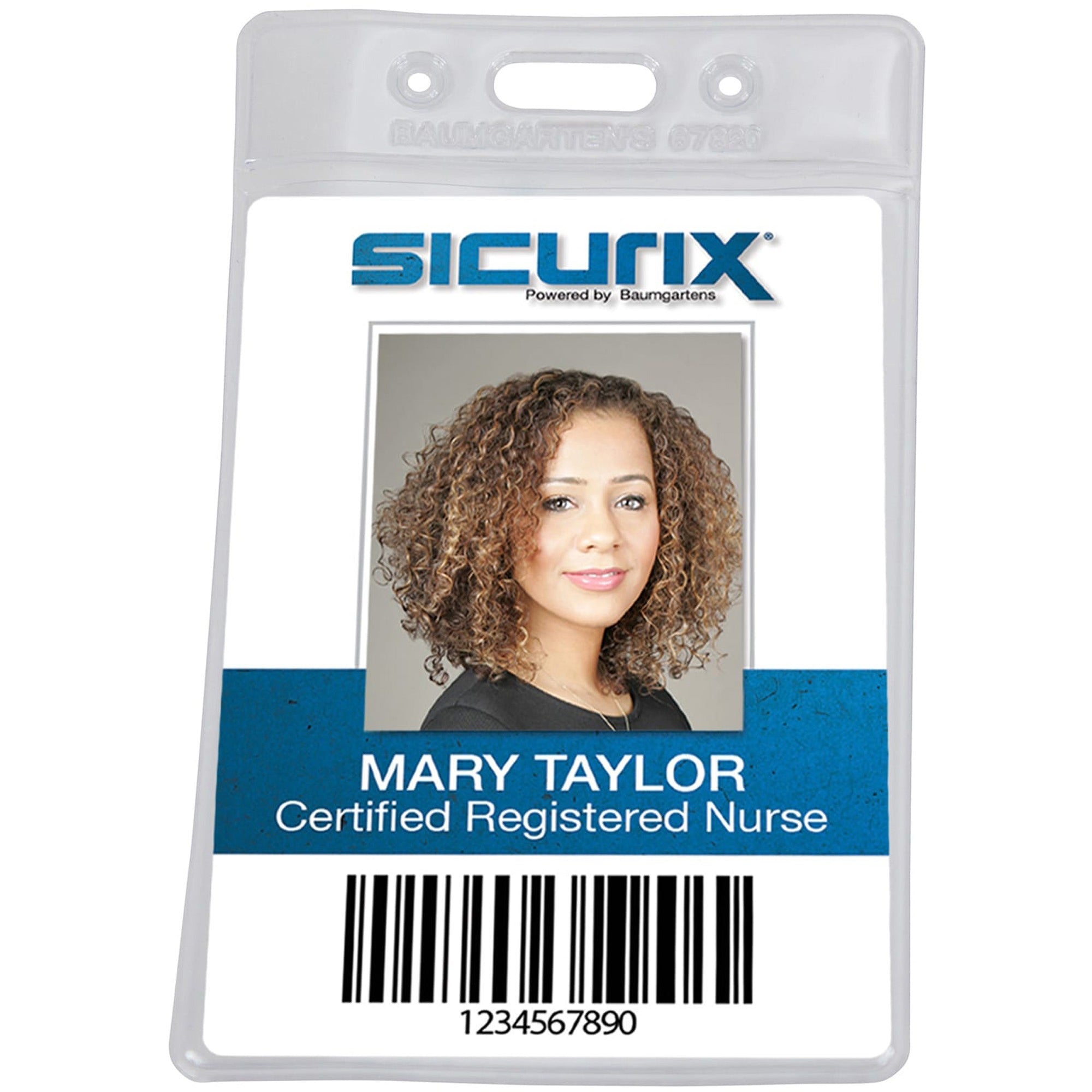 SICURIX Vinyl Punched ID Badge Holders - Vertical - Vertical - 3.5" x 2.5" x - Vinyl - 50 / Pack - Clear - 