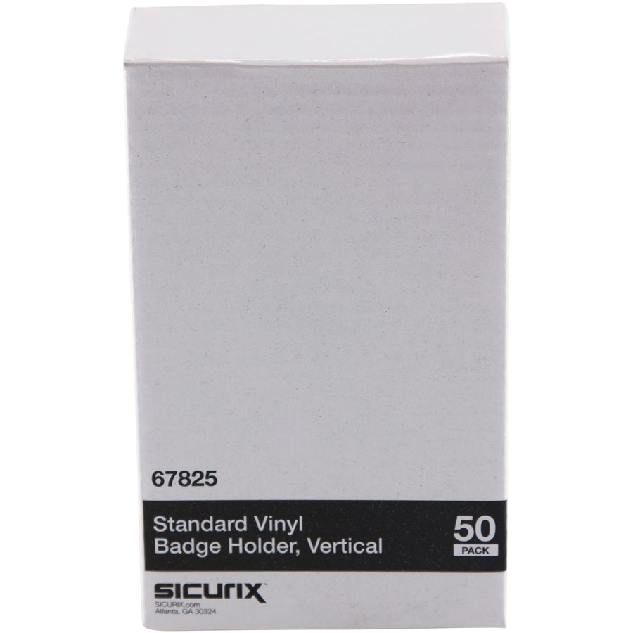 SICURIX Vinyl Punched ID Badge Holders - Vertical - Vertical - 3.5" x 2.5" x - Vinyl - 50 / Pack - Clear - 