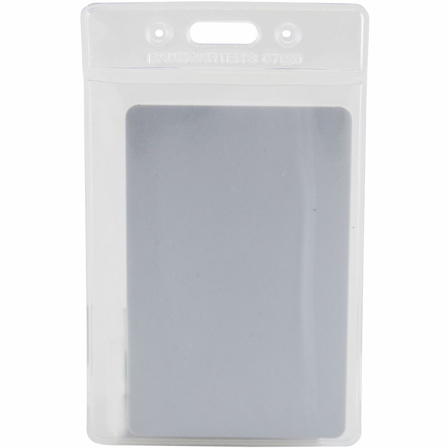 SICURIX Vinyl Punched ID Badge Holders - Vertical - Vertical - 3.5" x 2.5" x - Vinyl - 50 / Pack - Clear