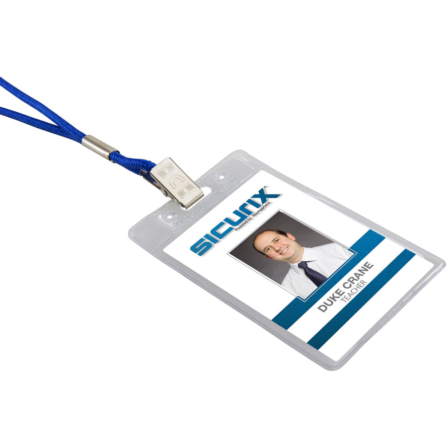 SICURIX Vinyl Punched ID Badge Holders - Vertical - Vertical - 3.5" x 2.5" x - Vinyl - 50 / Pack - Clear - 