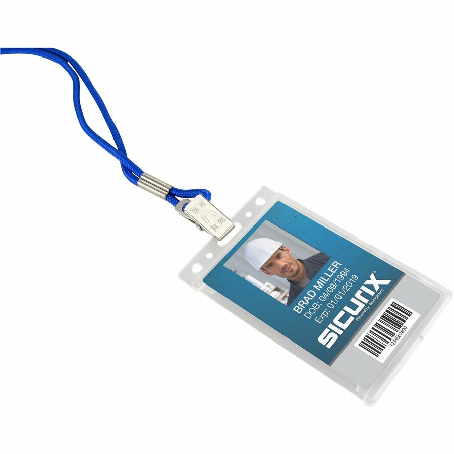SICURIX Rigid PC ID Badge Dispensers with Thumb Slot - Vertical - Support 2.50" x 3.50" Media - Vertical - Polycarbonate - 25 / Pack - Clear