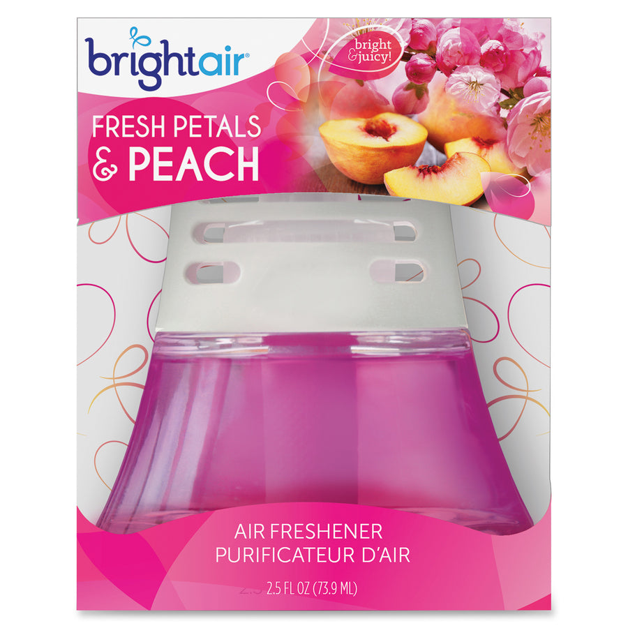 Bright Air Fresh Peach Scented Oil Air Freshener - Oil - 2.5 fl oz (0.1 quart) - Fresh Petals & Peach - 45 Day - 1 Each - Long Lasting - 