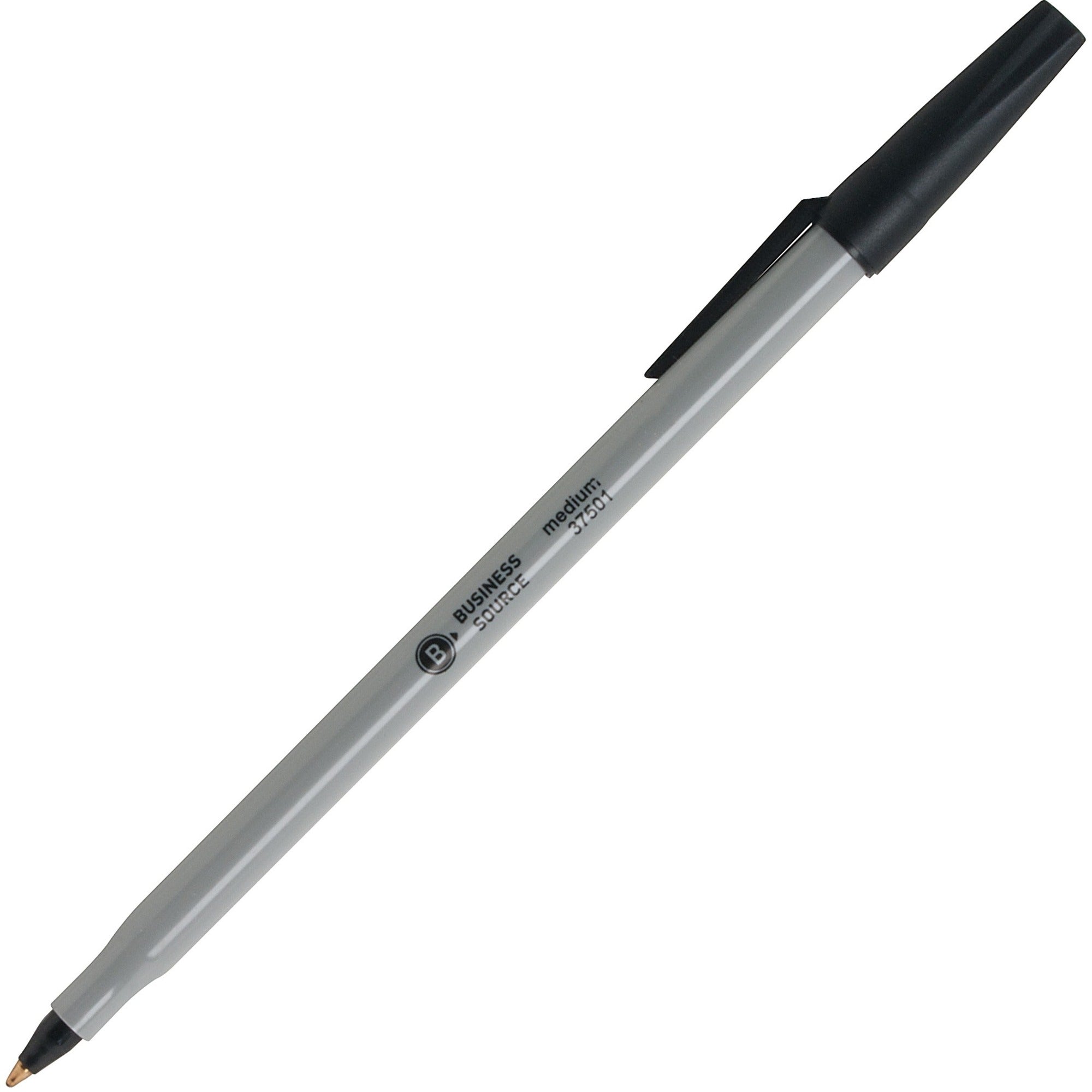 Business Source Bulk Pack Ballpoint Stick Pens - Medium Pen Point - Black - Tungsten Carbide Tip - 60 / Box - 