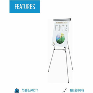 Telescoping Tripod Display Easel, Adjusts 38" to 69" High, Metal, Silver
