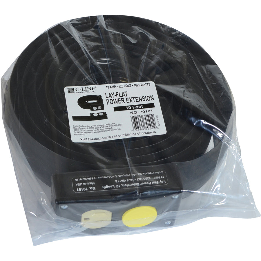 C-Line Lay-Flat Power Extension and Cord Cover - 10 Ft. Length, 1/PK, 79101 - 