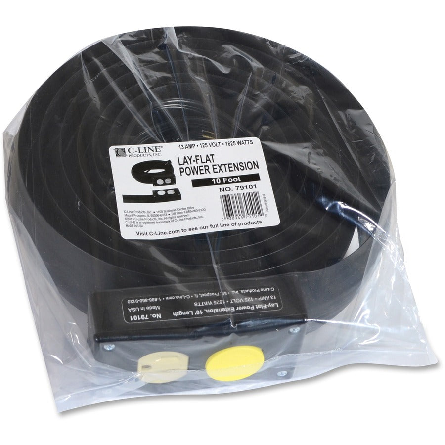 C-Line Lay-Flat Power Extension and Cord Cover - 10 Ft. Length, 1/PK, 79101 - 