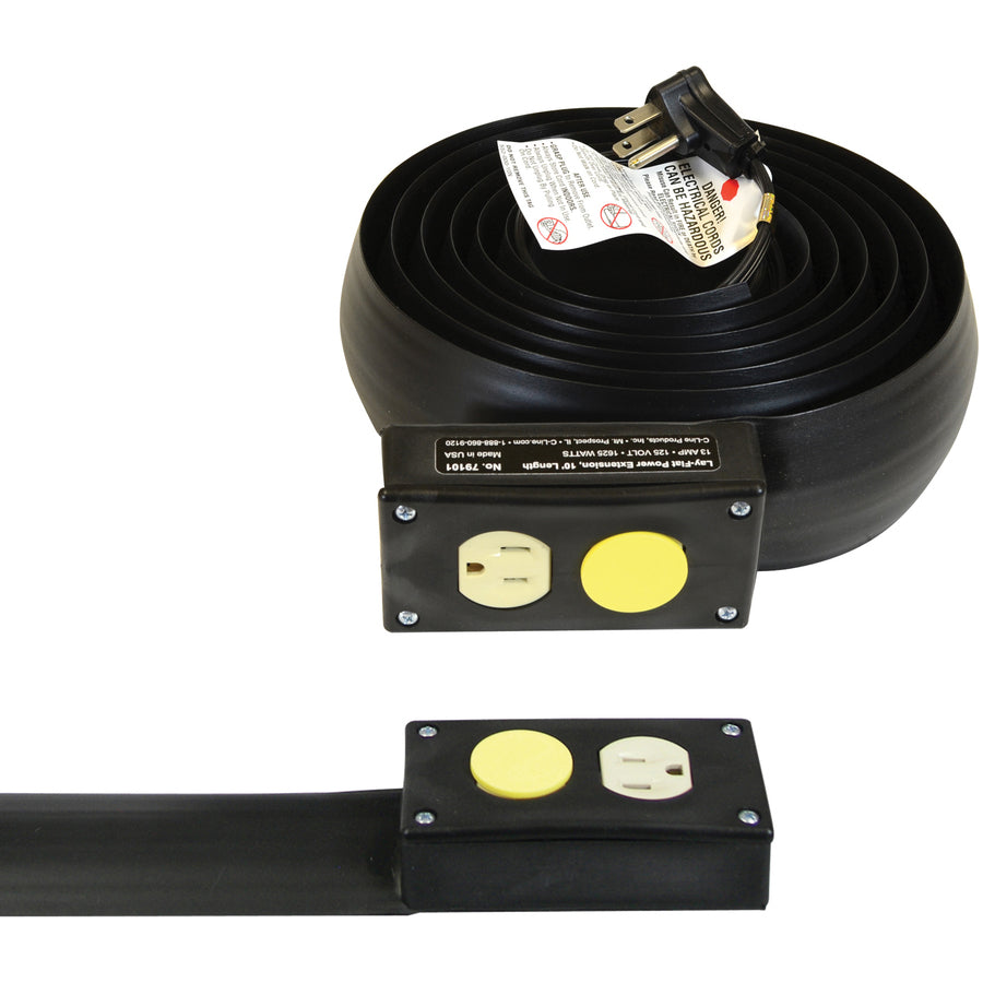 C-Line Lay-Flat Power Extension and Cord Cover - 10 Ft. Length, 1/PK, 79101 - 