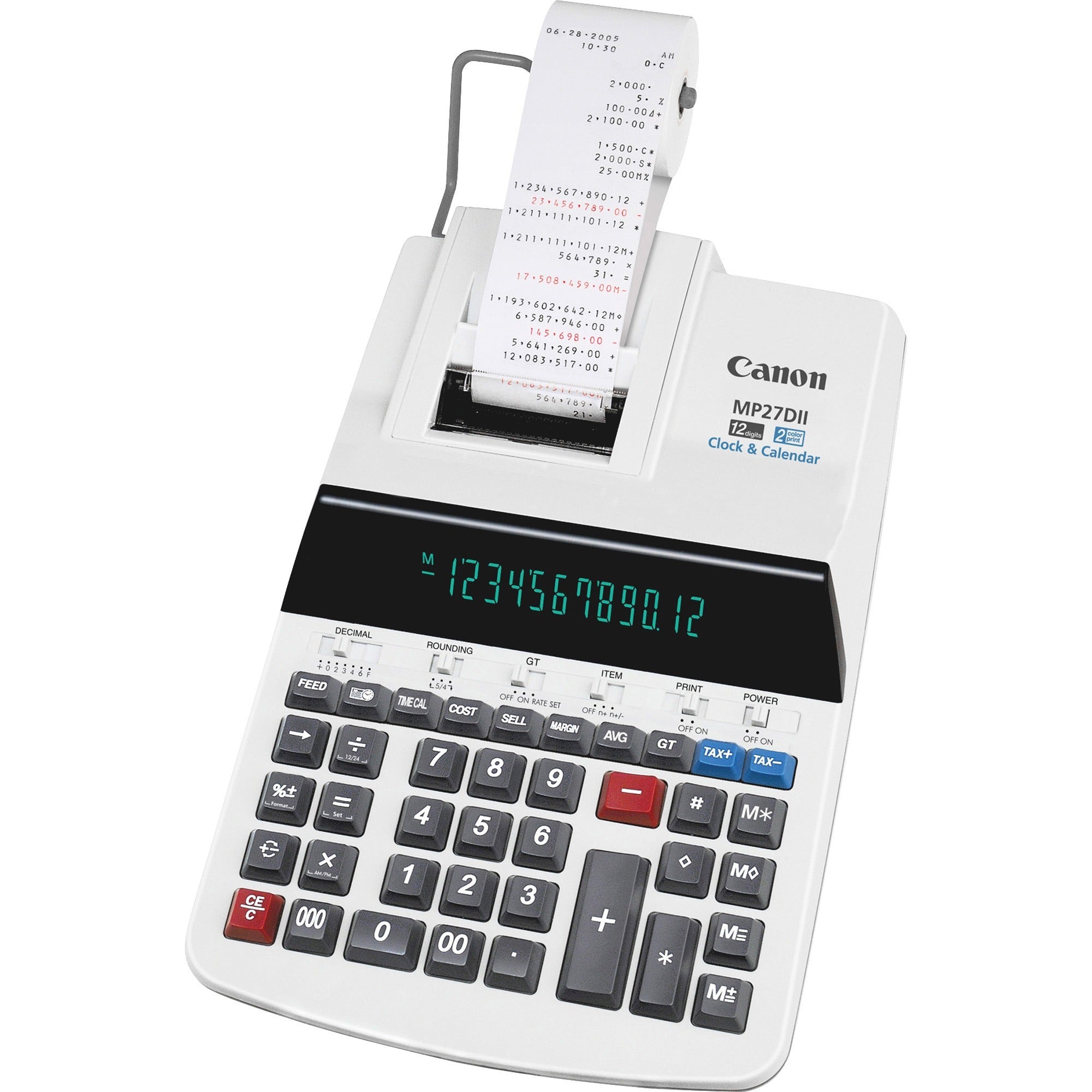 MP27DII 12-Digit Desktop Printing Calculator, Black/Red Print, 4.8 Lines/Sec