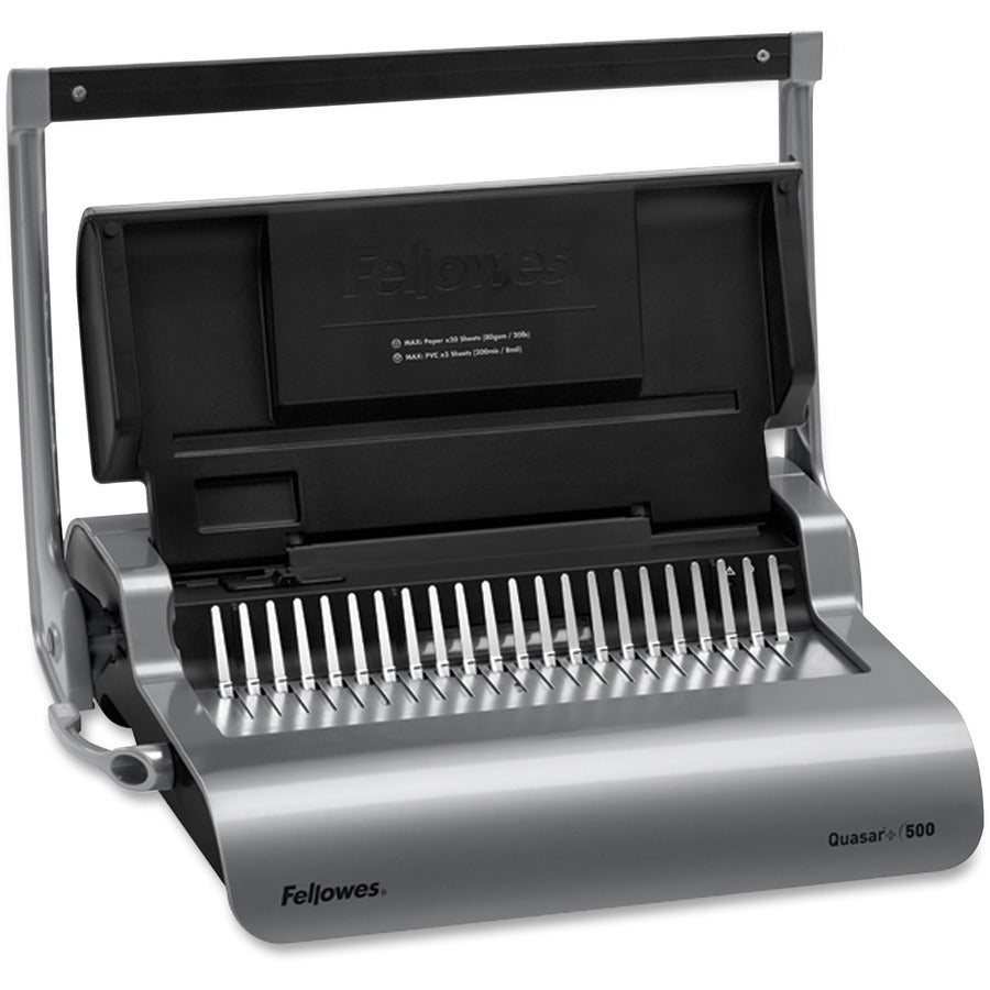 Quasar 500 Manual Comb Binding System, 500 Sheets, 18.13 x 15.38 x 5.13, Metallic Gray