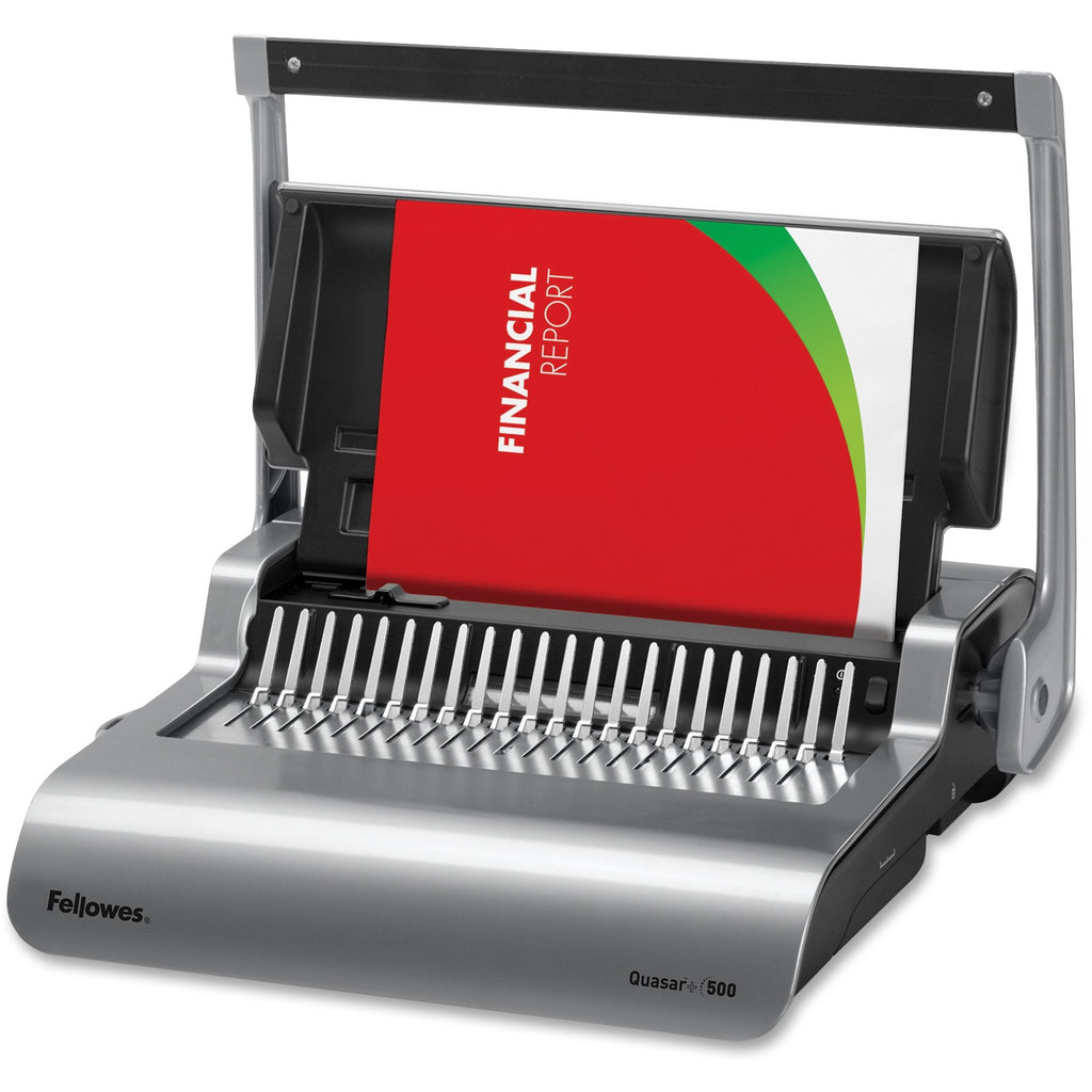 Quasar 500 Manual Comb Binding System, 500 Sheets, 18.13 x 15.38 x 5.13, Metallic Gray