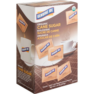 Genuine Joe Turbinado Natural Cane Sugar Packets - Packet - 0.159 oz (4.5 g) - Molasses Flavor - Natural Sweetener - 200/Box
