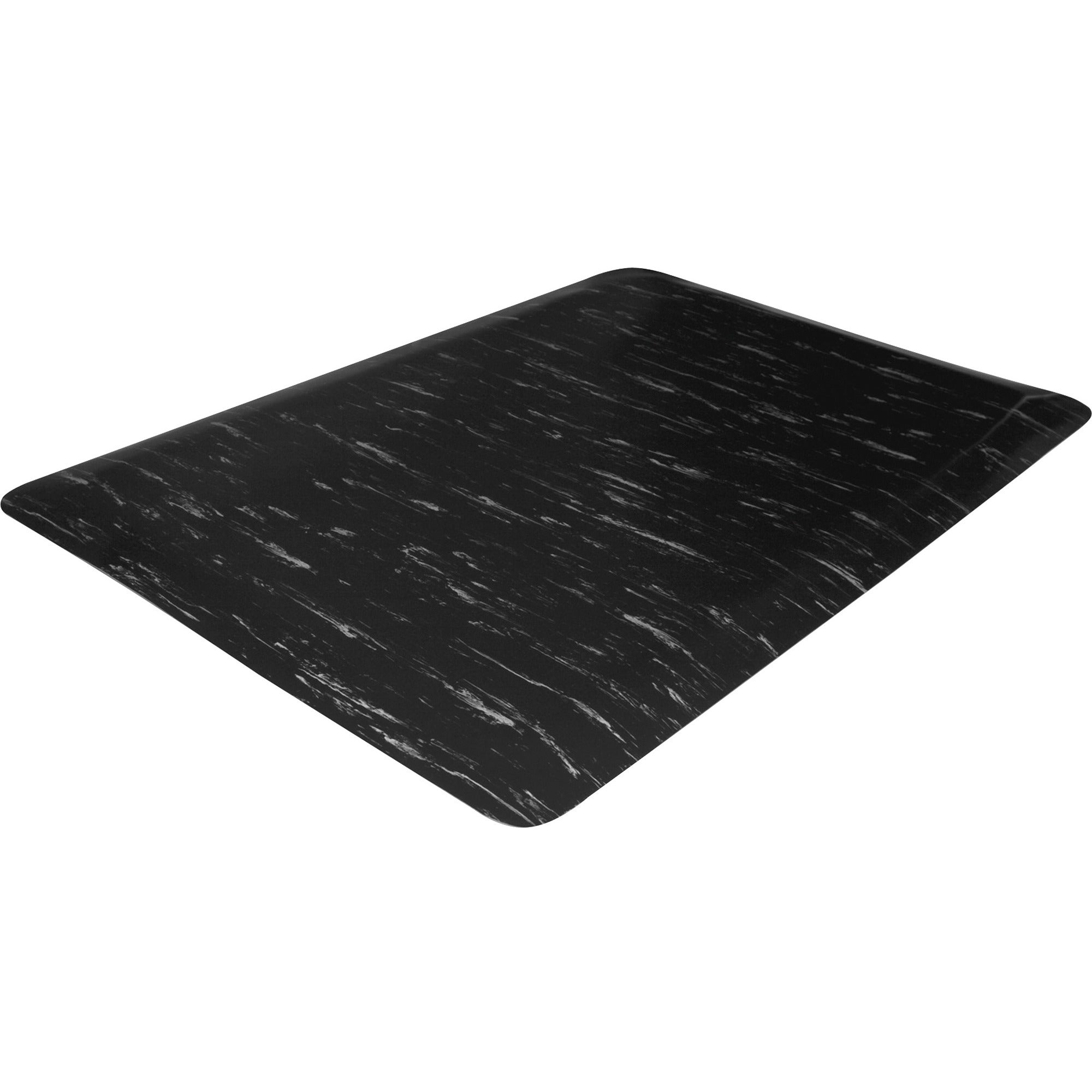 Genuine Joe Marble Top Anti-fatigue Mats - Office, Airport, Bank, Copier, Teller Station, Service Counter, Assembly Line, Industry - 24" Width x 36" Depth x 0.500" Thickness - High Density Foam (HDF) - Black Marble - 1Each