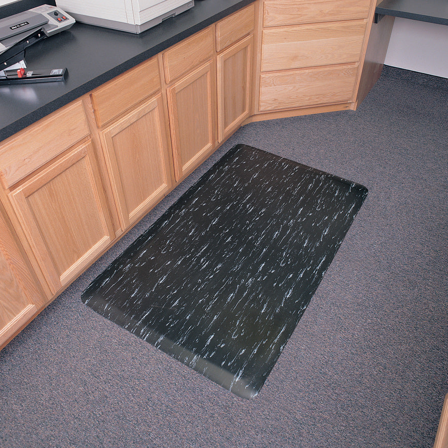 Genuine Joe Marble Top Anti-fatigue Mats - Office, Airport, Bank, Copier, Teller Station, Service Counter, Assembly Line, Industry - 24" Width x 36" Depth x 0.500" Thickness - High Density Foam (HDF) - Black Marble - 1Each - 
