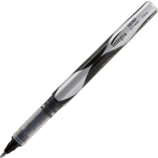 Integra Liquid Ink Rollerball Pens - Fine Pen Point - 0.7 mm Pen Point Size - Black - Black Barrel - Metal Tip - 1 Dozen - 