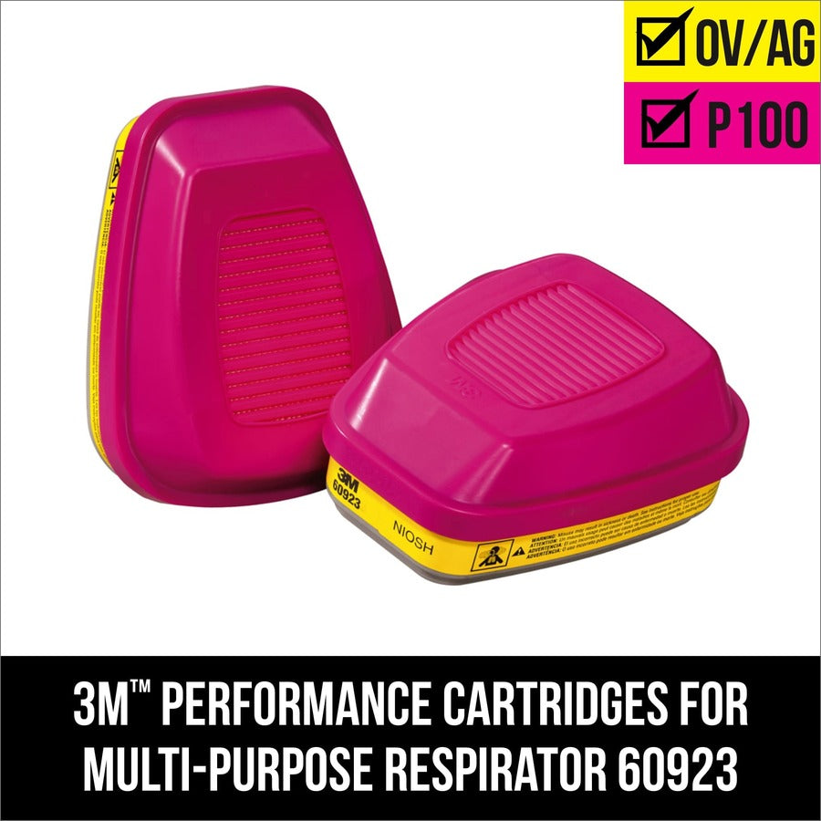 Tekk Protection Multipurpose Respirator Replacement Cartridges - Liquid, Gases, Vapor Protection - Pink - 2 / Pack - 