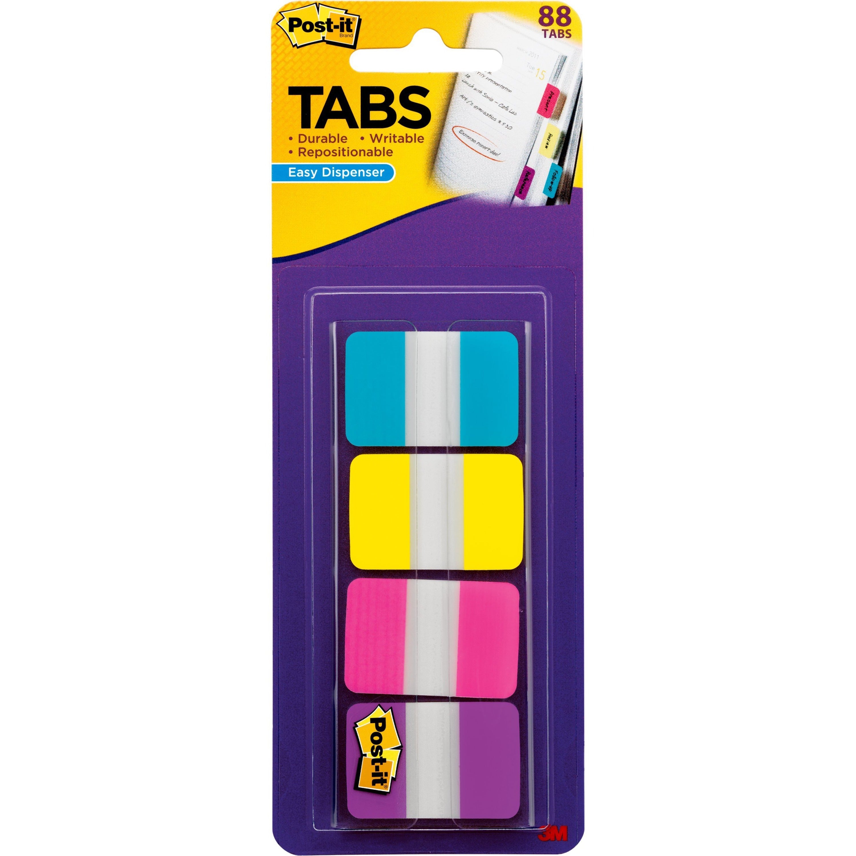 Post-it 1" Solid Color Self-stick Tabs, Sold as 1 Package