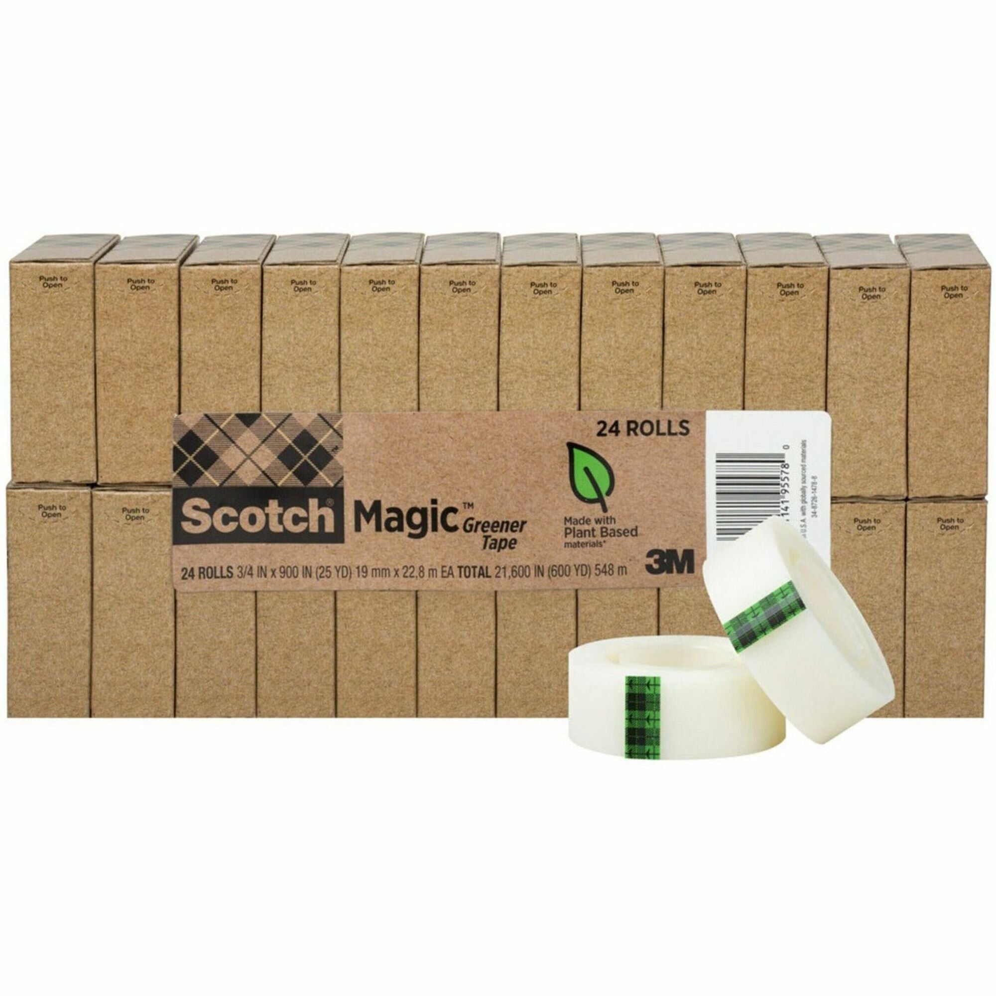 Magic Greener Tape, 1" Core, 0.75" x 75 ft, Clear, 24/Pack